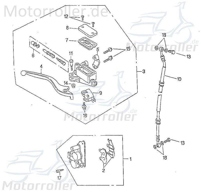 SMC Chopper 125 Bremsgeberzylinder 125ccm 4Takt 45870-CHP-00 Motorroller.de Bremspumpe Hydraulik-Zylinder Bremsgriff-Zylinder Scooter Ersatzteil