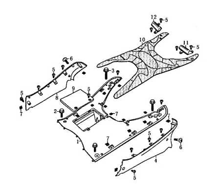 Fussmatte Rex 125 QM125T-10D 85460 Gummimatte Trittmatte Fussablage Kreidler Florett RMC 125