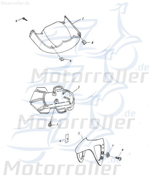 Adly Frontverkleidung vorn unten Abdeckhaube 125ccm 4Takt Motorroller.de Kappe Abdeckung Deckel Schutz Platte Cover Blende Schutzhaube 50ccm-2Takt