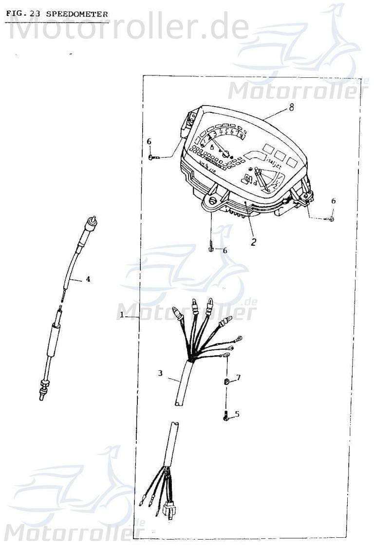 Adly Kabelbaum Tachometer Panther 50 50ccm 2Takt Motorroller.de Geschwindigkeitsanzeige Speedometer kmh-Anzeige Geschwindigkeits-Anzeige