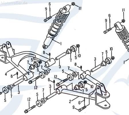 Rex Quad 50 Querlenker Radaufhängung ATV 50ccm 2Takt 94122 Motorroller.de Achsaufhängung Trapezlenker Quer-Lenker Trapez-Lenker SMC UTV Ersatzteil