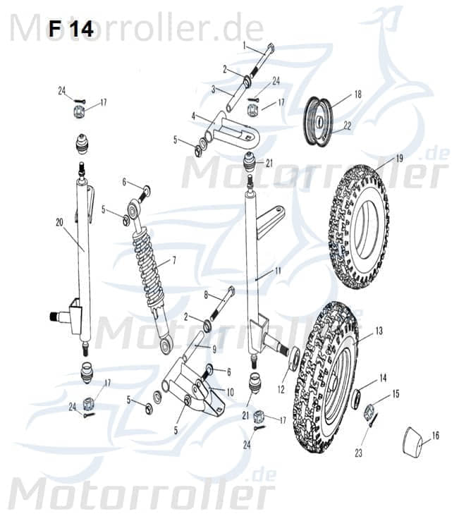 Bolzen M8x1.25mm Tongjian Stehbolzen Zapfen 250ccm 4Takt Motorroller.de Gewindebolzen Gewindestift Arretierbolzen Stiftschraube Gewinde-Stift Buggy