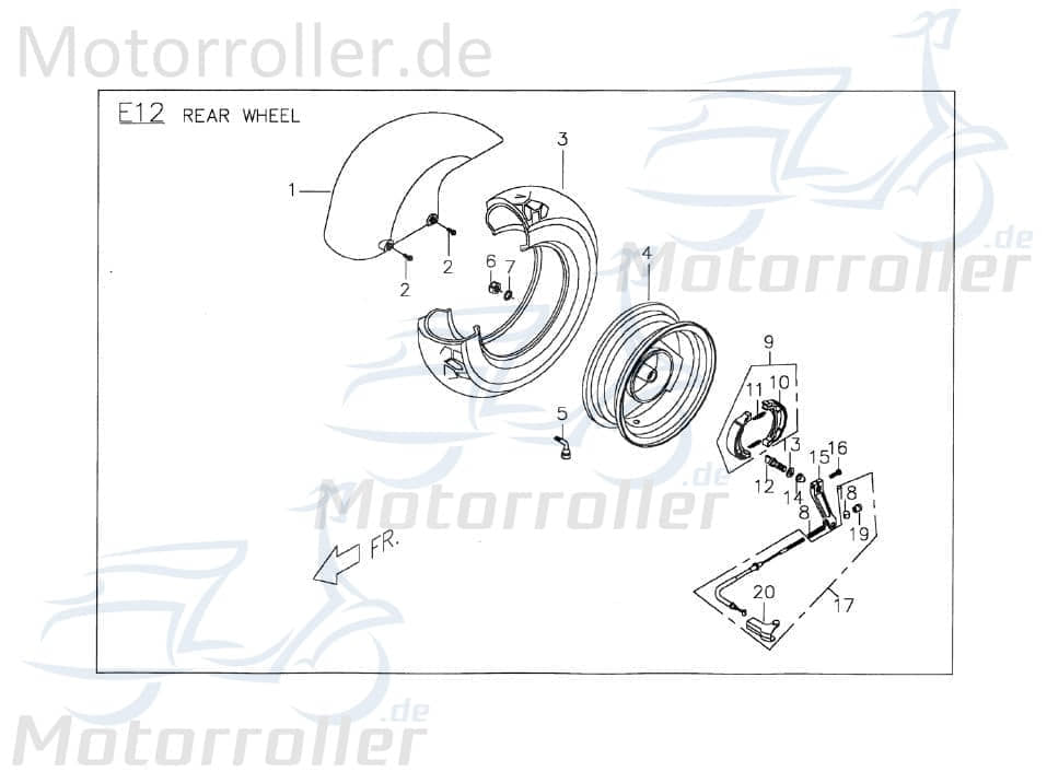 PGO Bremszug hinten PMX 110 Bowdenzug Bremsleitung Seilzug P0544401000H Motorroller.de Bautenzug Bremsseil Bremskabel Brems-Zug Bauten-Zug PMX 50