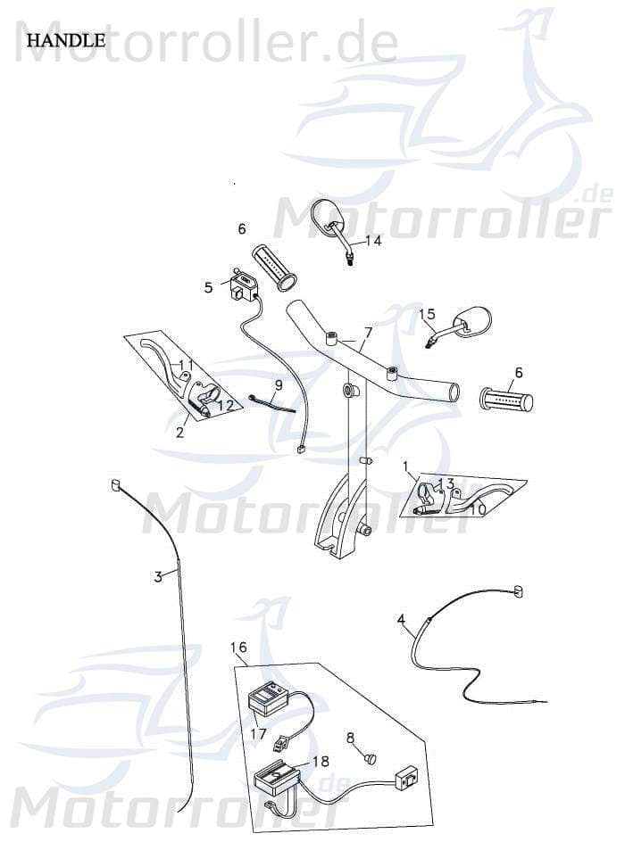 Adly Fun Cruiser FC 20 Bremshebel 50ccm elektro 53182-165-00A Motorroller.de Handbremshebel Handbremsgriff Brems-Hebel Bremsarm Brems-Arm Brems-griff