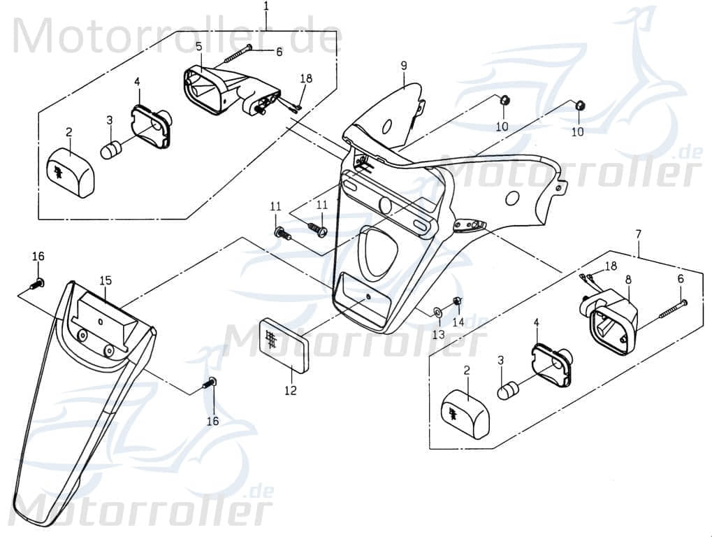 PGO PMX 110 Blinker hinten links 110ccm 2Takt P266G010000 Motorroller.de orange Signalleuchte Blinklicht Blinkleuchte Fahrtrichtungsanzeiger Winker