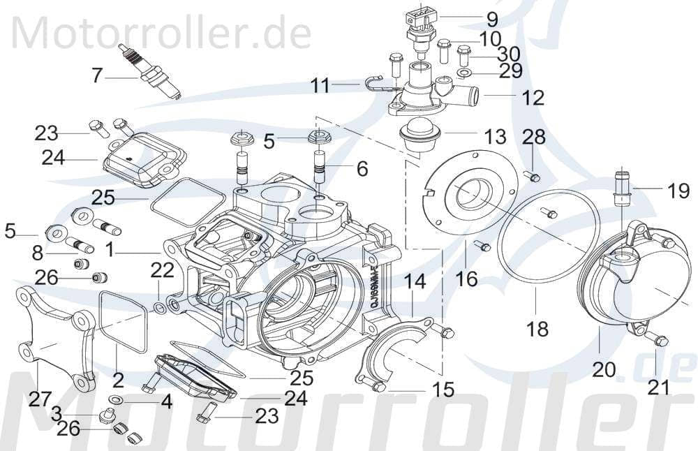 Zylinderkopf 250ccm 4Takt 109055000000 Motorroller.de Zylinder-Kopf Zylinder-Deckel Zylinderdeckel Zylinder-Head Zylinder-Heads