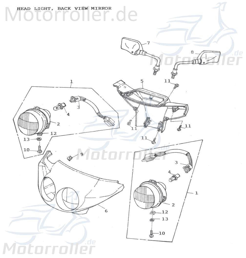 Scheinwerferverkleidung blau Roller 64211-107-000-B Motorroller.de Scheinwerfer-Verkleidung Lenker-Verkleidung Scheinwerferabdeckung Mokick Ersatzteil