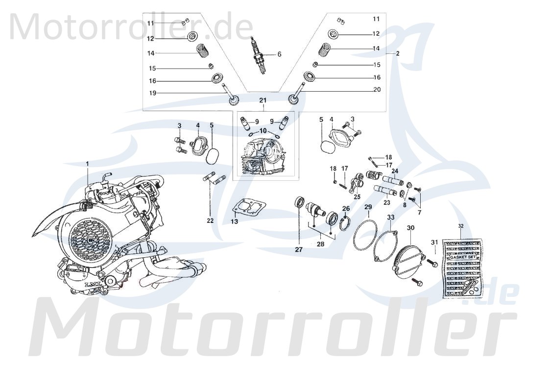 Kreidler STAR Deluxe 4S 200 Nockenwelle 200ccm 4Takt 721088 Motorroller.de Kipphebelwelle Nocken-Welle Steuerwelle Qualitäts-Nockenwelle Steuer-Welle