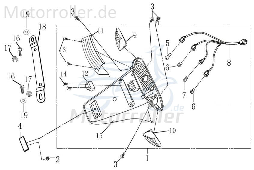 Rex RS1100 Kennzeichenhalter Roller 125ccm 4Takt 701395 Motorroller.de Nummernschildhalter Kennzeichen-Halter Kennzeichenhalterung Kennzeichenträger