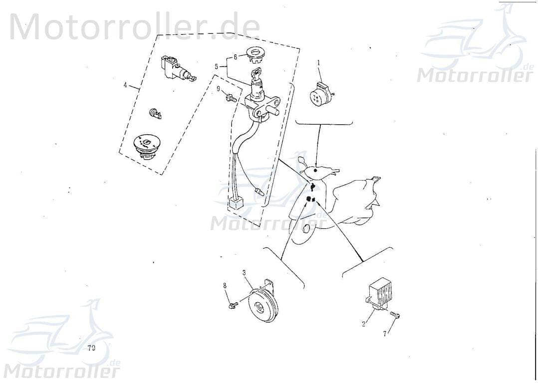 Zündschlossabdeckung Rex Scooter 50 Zündschlossdeckel 73641 Motorroller.de Zündschloss-abdeckung Zündschloss-Deckel 50ccm-2Takt Scooter Ersatzteil
