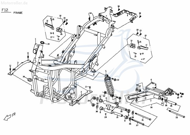 PGO Motoraufhängung unten G-Max 150 M2451031600 Motorroller.de Motorhalter Motorträger Motorbefestigung Motorwippe Scooter Service