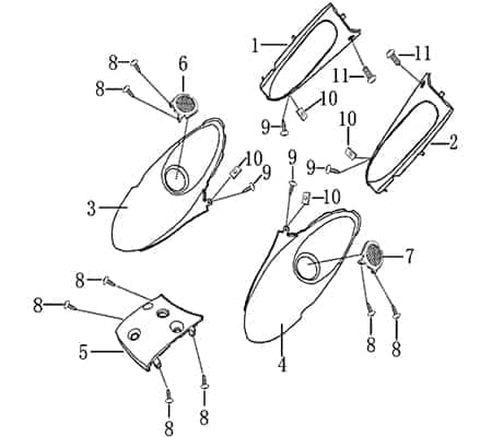Kreidler Hiker 2.0 Electro Fußraumverkleidung 50ccm elektro 1020230-2 Motorroller.de Fußraumabdeckung Fußtrittabdeckung 50ccm-elektro Elektroroller