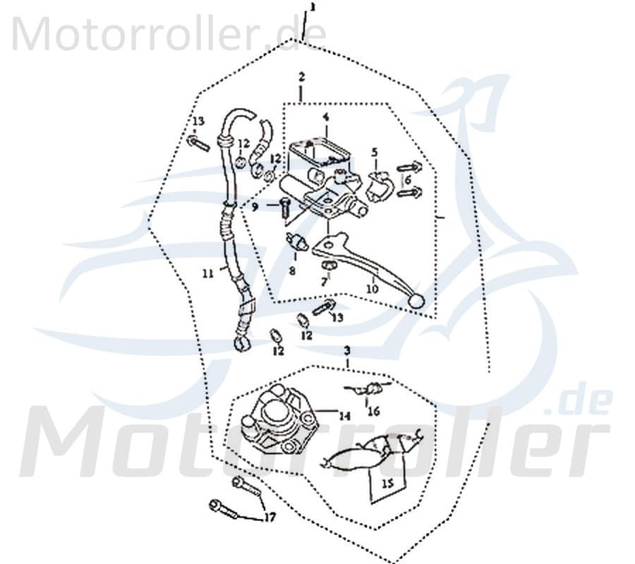 Kreidler e-Florett 3.0 Bremslichtschalter links 733630 Motorroller.de Bremslichtkontakt Hinterradbremse Elektroroller E-Roller E-Scooter
