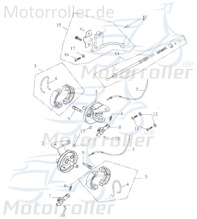 Adly Bremshebelarmatur links GK 125 Bremsarmatur 125ccm 4Takt Motorroller.de Bremseinheit komplett 125ccm-4Takt Buggy Ersatzteil Service Inpektion