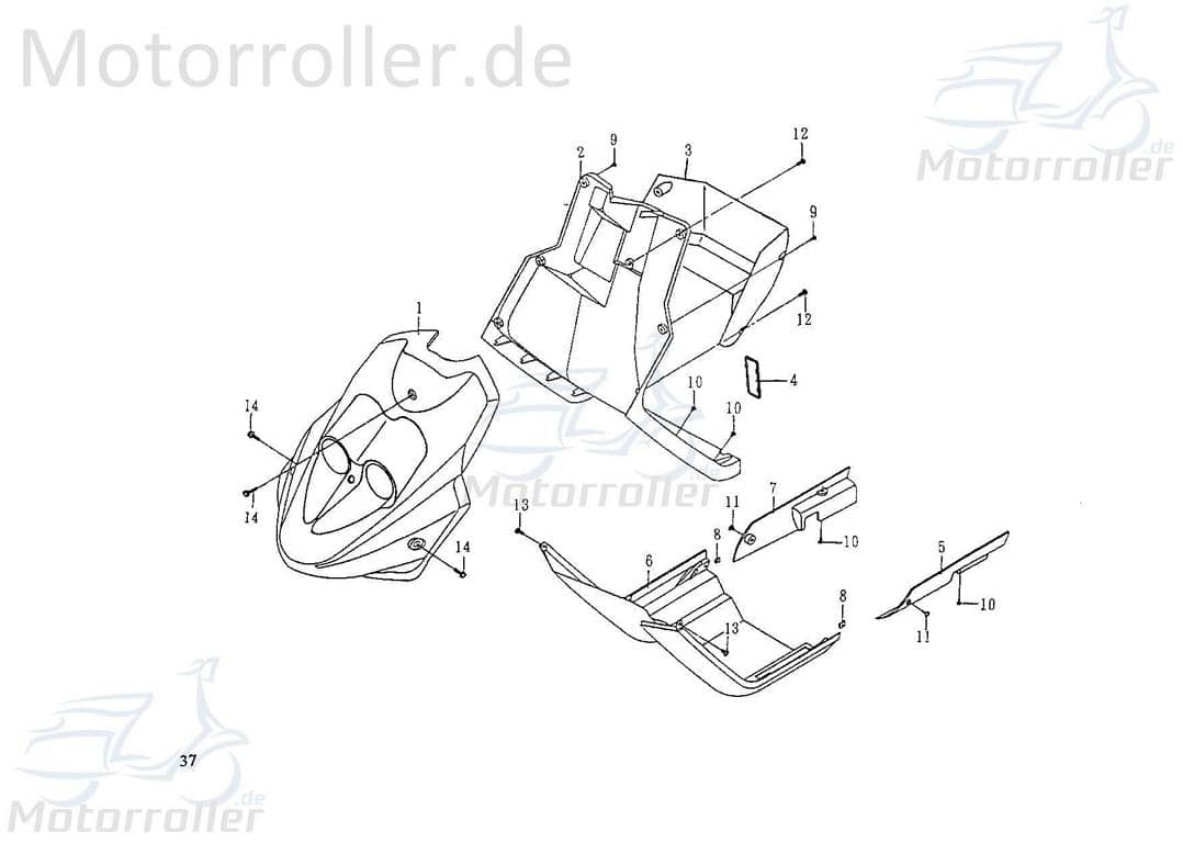 Ablagefach P Mod. Frontverkleidung Ablage 75516 Motorroller.de Handschuhfach Staufach vorne
