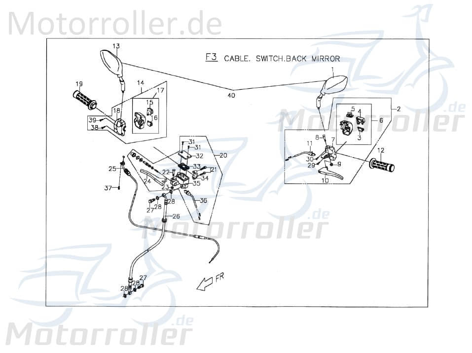 PGO Rückspiegel links PMX 110 Seitenspiegel Roller C261F011000 Motorroller.de Rück-Spiegel PMX 50 Mokick Ersatzteil Service Inpektion Direktimport