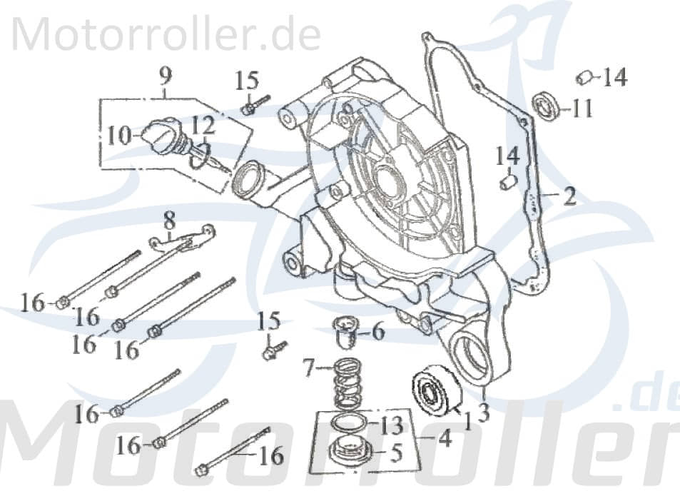 Kurbelgehäusedeckel Dichtung Kreidler F-Kart 170 170ccm 81352 Motorroller.de Motordeckel Motorgehäusedeckel 170ccm-4Takt Mustang 170 UTILITY Service