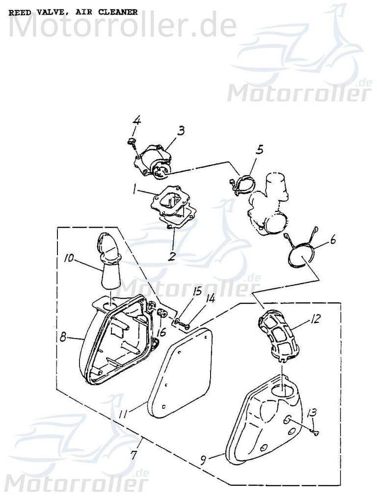 Adly Luftfilterkasten offen 3-Loch JET 50 Roller 50ccm 2Takt Motorroller.de mit SLS-Anschluss Luft-Filter Luftfiltergehäuse Luftfiltermatte komplett