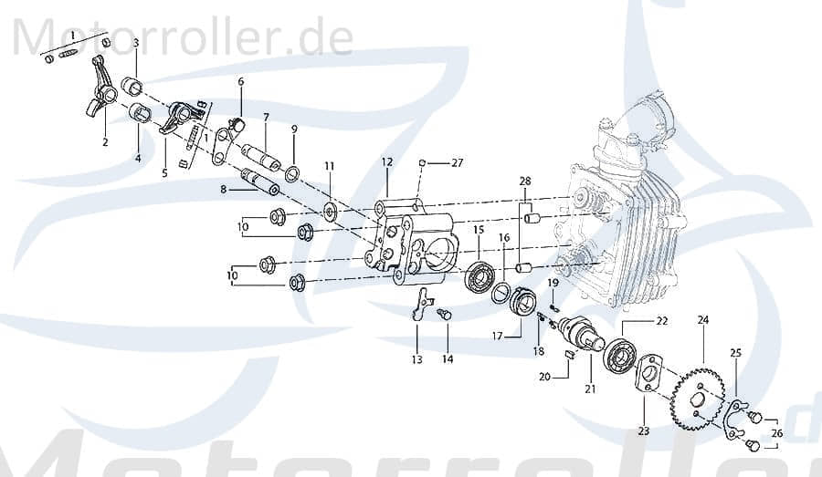 Keeway Hacker 125 Ventileinstellschraube 250ccm 4Takt 120203000000 Motorroller.de mit Mutter Ventiljustierschraube Ventilstellschraube 250ccm-4Takt