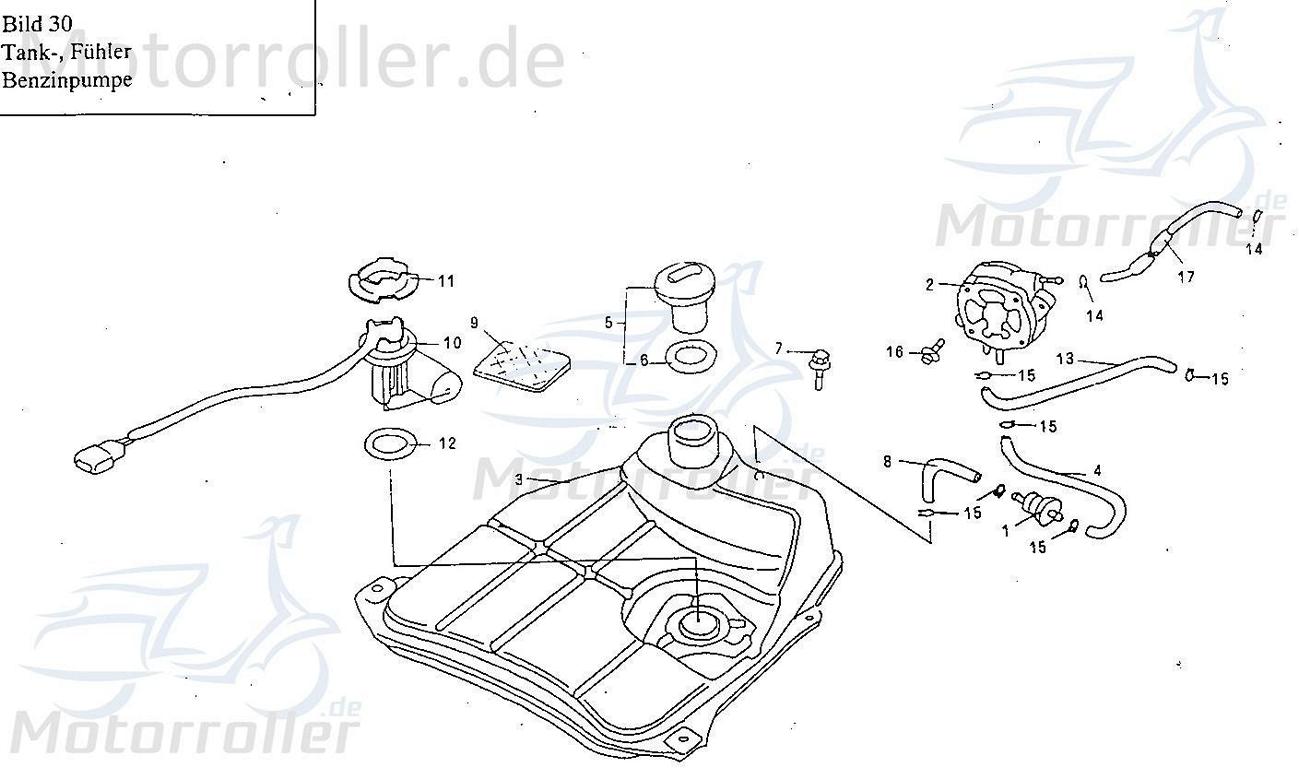 Sundiro XDZ 50 A Phoenix Benzinpumpe 50ccm 4Takt 1518010000 Motorroller.de Kraftstoffpumpe Spritpumpe Petrolpumpe 139QMB Scooter Ersatzteil Service