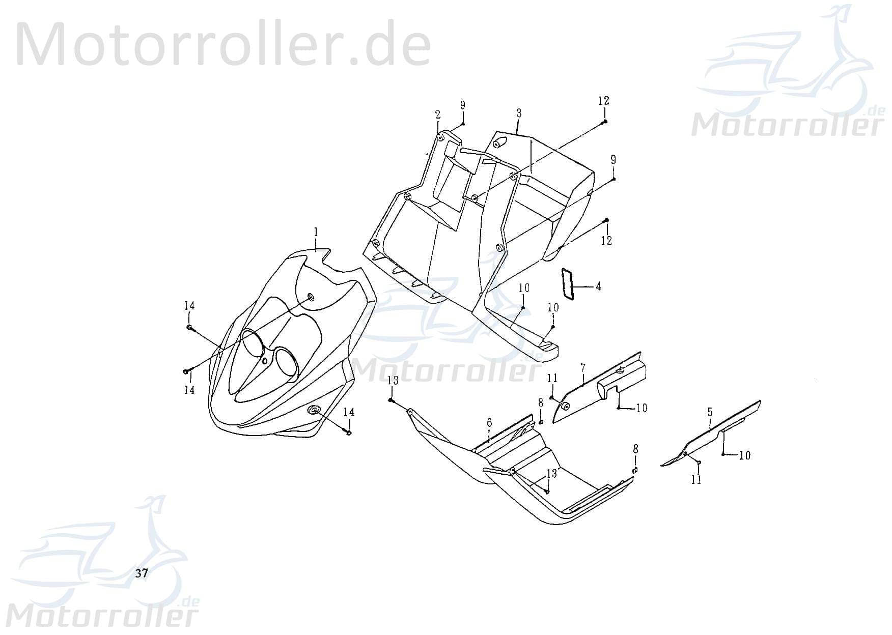 Chunlan Chopper Schraube M5x16mm 125ccm 4Takt ABB-01-NO.-13 Motorroller.de Bundschraube Maschinenschraube Flanschschraube Flansch-Schraube 244FM ECM