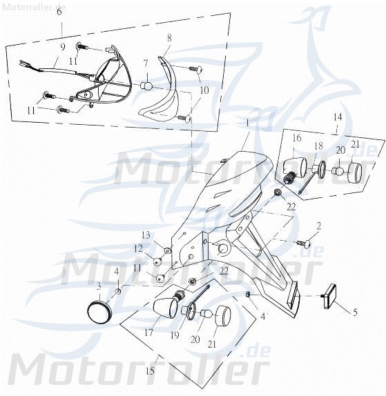 Adly Panther 50 Blinker Blinklicht 50ccm 2Takt 33446-159-000 Motorroller.de rechts hinten Signalleuchte Blinkleuchte Fahrtrichtungsanzeiger Winker