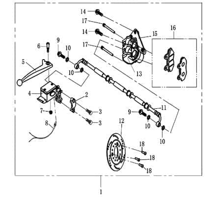 Rex RS1000 Stahlflexleitung Bremsschlauch vorn ABS Motorroller.de Hydraulikschlauch 125ccm 4Takt 152QMI YY125QT-28 125cc 4T GY6 Stahlflex