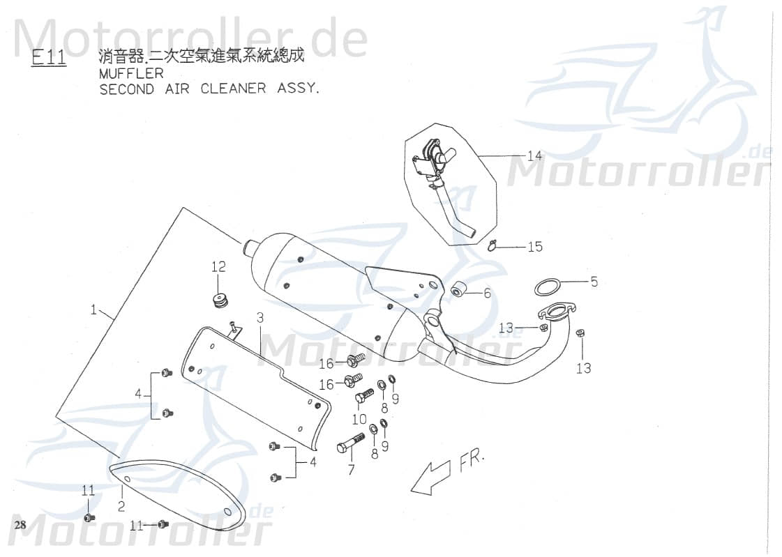 PGO Rodoshow 50 Schlauchklemme 15mm 50ccm 2Takt 92211500000 Motorroller.de Sekundärluftsystem Spannring Schelle clip Klemmschelle Schlauchbinder