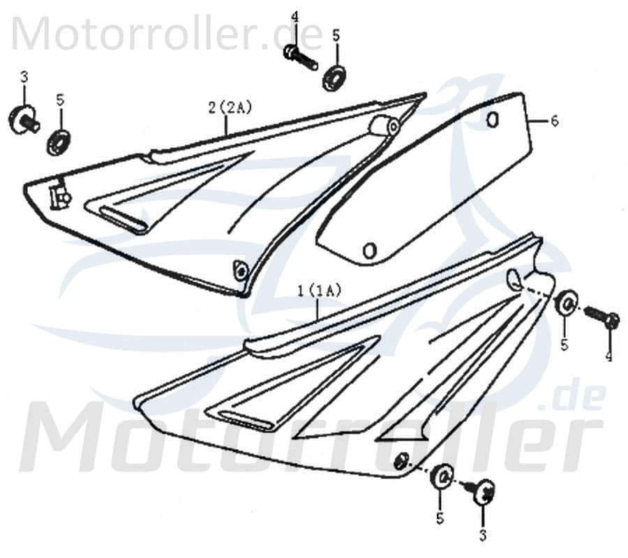 Rex Enduro 125 DD Seitenverkleidung 125ccm 4Takt 90665 Motorroller.de Seitendeckel Seitenabdeckung Seitenleiste Seiten-Verkleidung Seiten-leiste Moped