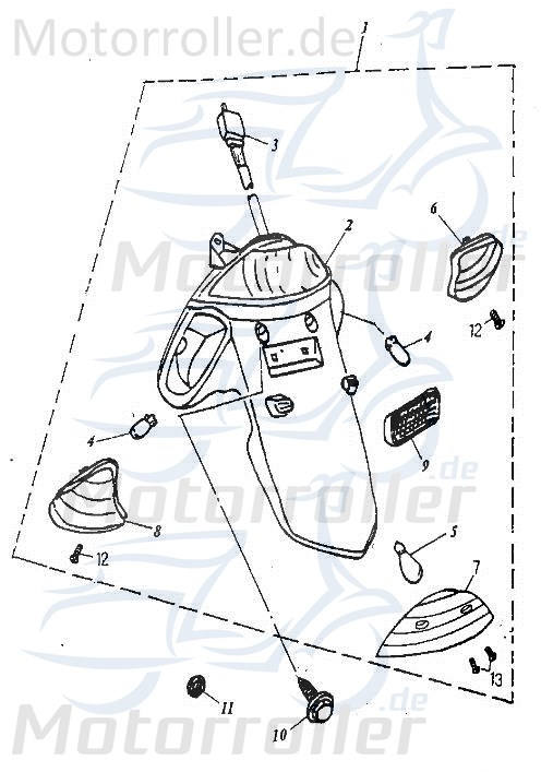 Adly Blinkerglas E-Marke links hinten Roller 50ccm 2Takt Motorroller.de Blinker-Glas Blinker-Abdeckung Blinkerabdeckung Blinkerkappe Blinker-Kappe