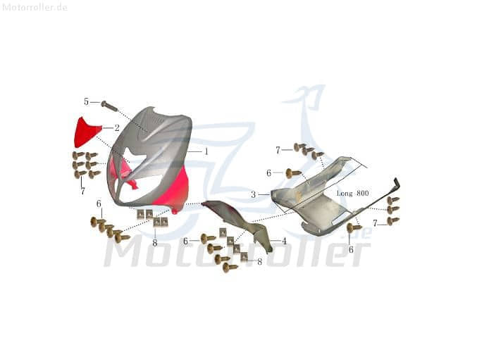 Rex RS750 4T Radlaufschutz Spritzschutz Schutzblech Motorroller.de 50ccm 4Takt 139QMB JSD50QT-13 50cc 139QMA Schmutzfänger Schutz-Blech