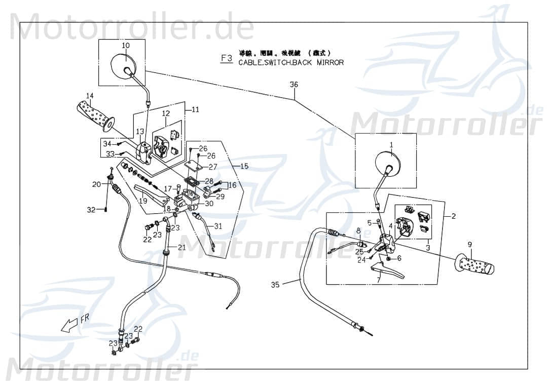 PGO Griffgummi links PMX 110 Lenkergriff Handgriff Roller P0541000000 Motorroller.de Haltegriff Drehgriff Lenker-Griff Halte-Griff Griff-Gummi PMX 50