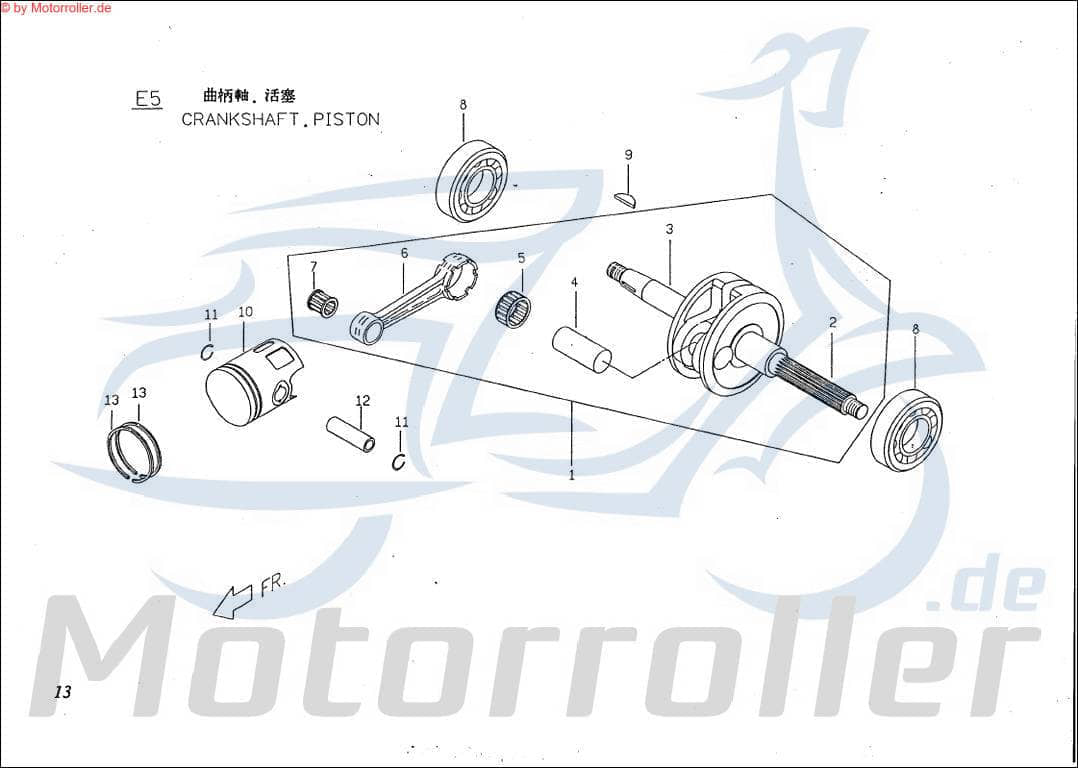 PGO Big Max 90 Kurbelwange rechts 90ccm 2Takt P9066020000 Motorroller.de Schwunggewicht links /rechts PGO 90ccm-2Takt Scooter Ersatzteil Service