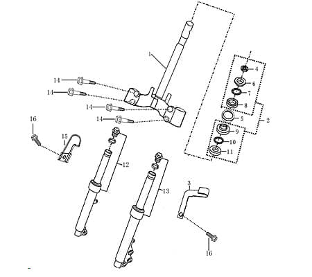 Steuersatz Lenkung Gabel Schutzblech Motorroller 701950