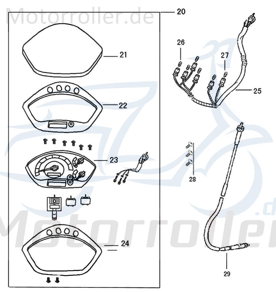 Znen Tachowelle 44830-X6-9000-A/B Motorroller.de Tachoantrieb Tacho-Welle Tachometerwelle Tachoantriebswelle Tacho-Antrieb