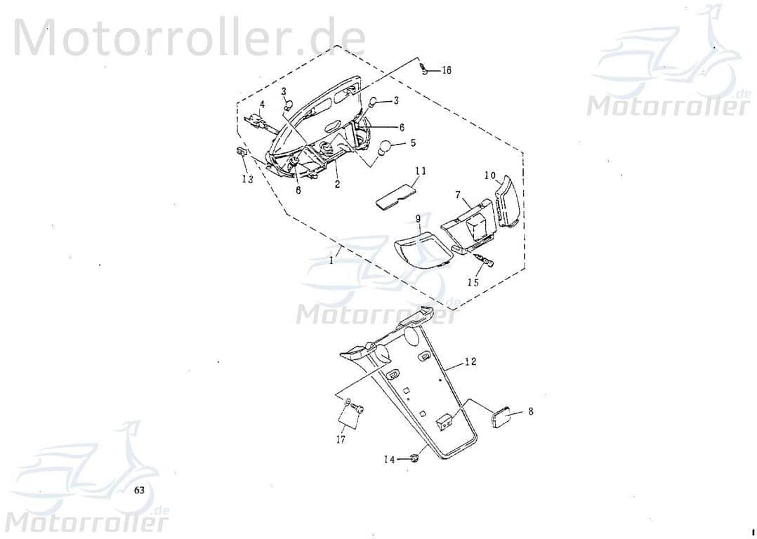 SMC Rückleuchtengehäuse Scooter Rücklichtgehäuse 50ccm 2Takt Motorroller.de 50ccm-2Takt Ersatzteil Service Inpektion Direktimport