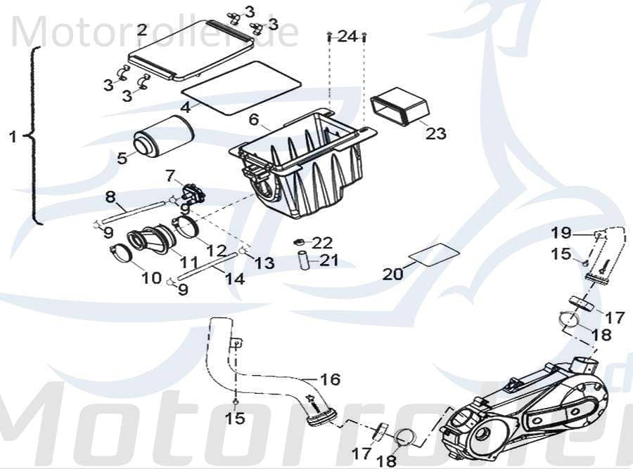 AEON Luftführung hinten Crossland 300 Quad ATV 300ccm 4Takt Motorroller.de Lufteinlass Luftleitung 300ccm-4Takt UTV Ersatzteil Service Inpektion