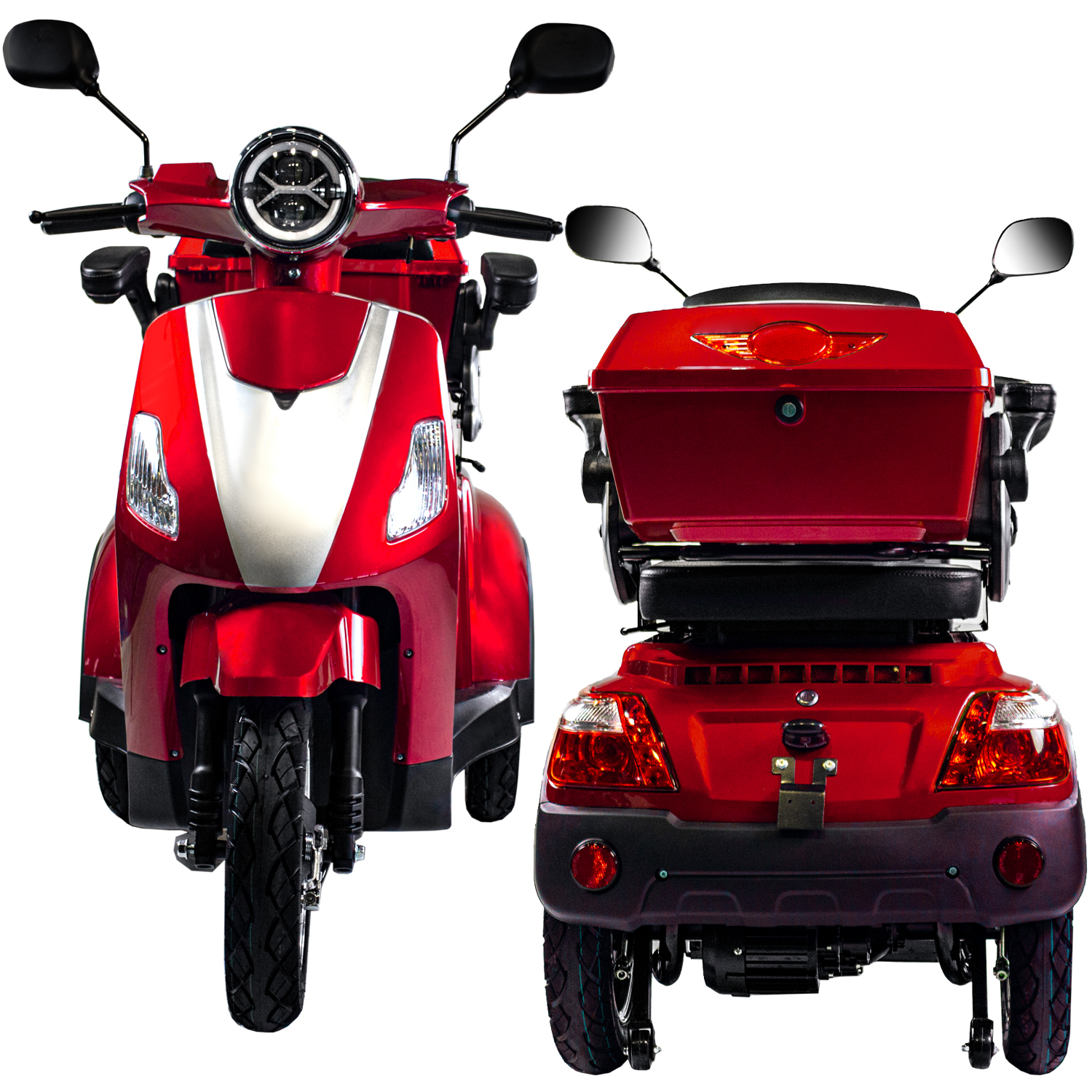 Elektroroller Scoody E3 Trike Y3 25 km/h rot Dreiradroller E-Roller E-Dreirad E-Scooter Seniorenroller Seniorenmobil E-Trike Handycaproller