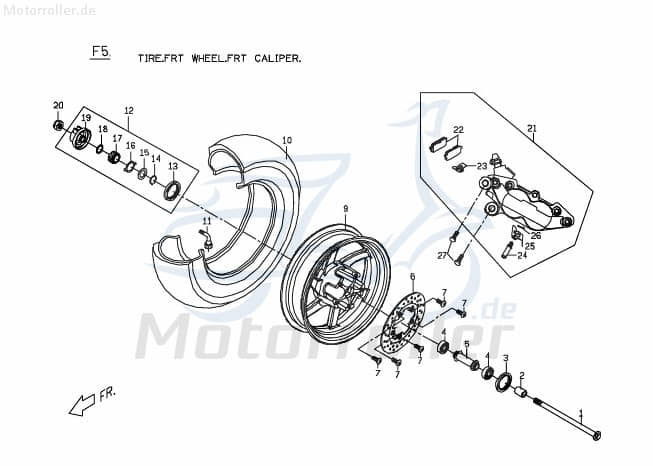 PGO Achse TR3 50 Mofa Bolzen Zapfen Gewindestift Stehbolzen C1402500000 Motorroller.de Gewindebolzen Stiftschraube Arretierbolzen Dreiradroller G-Max
