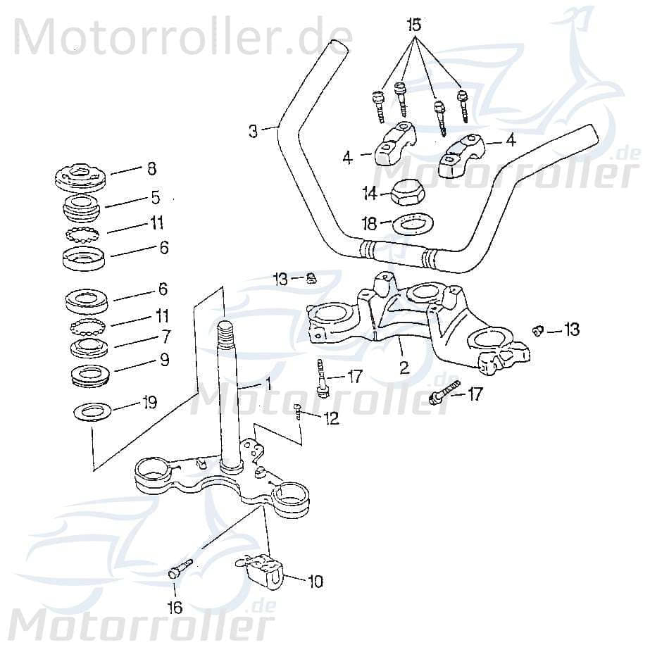 SMC Chopper 125 Gabelschaftmutter 125ccm 4Takt 95501-222917-B Motorroller.de Scooter Ersatzteil Service Inpektion Direktimport