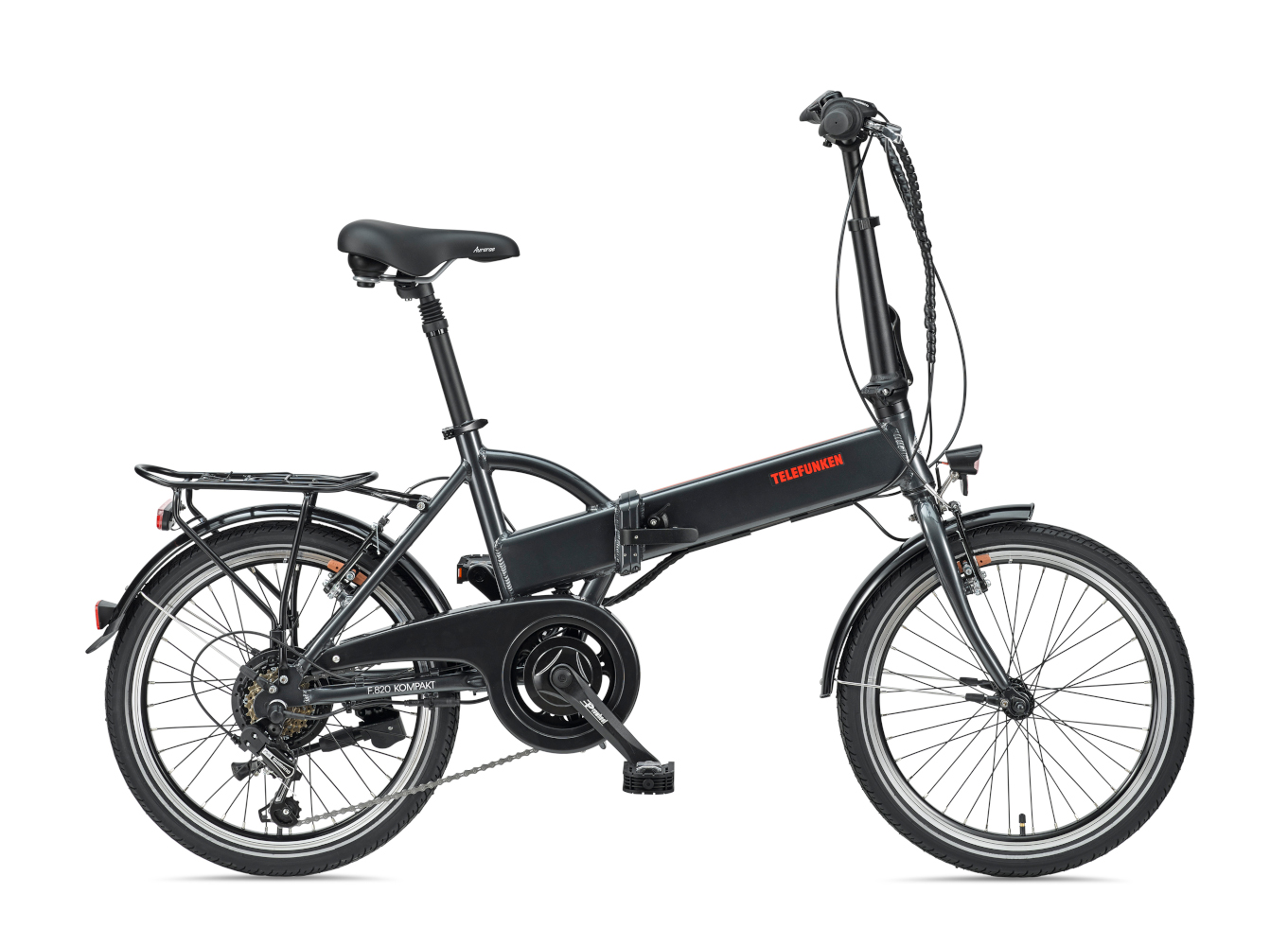 E-Bike Telefunken F820 Kompakt Elektrofahrrad Trekking-Pedelec anthrazit 20" RH 37cm E-Fahrrad Faltrad