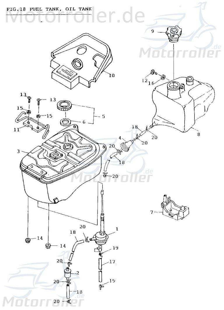 Adly Verschluss Öltank 50ccm 2Takt Scooter ABR-55105-101-000 Motorroller.de Deckel Verschlussmechanik Minarelli Moped Ersatzteil Service Inpektion