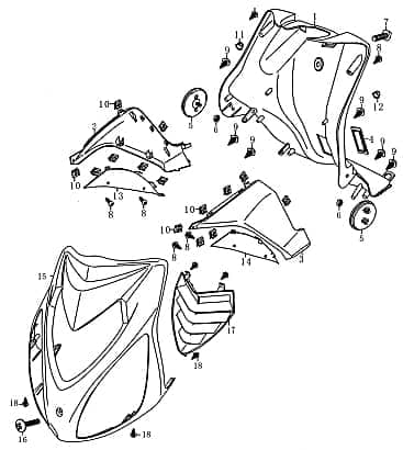 Rex RS700 Frontverkleidung unten Roller 50ccm 4Takt 86908 Motorroller.de Frontunterverkleidung Frontschürze Frontabdeckung Frontteil 50ccm-4Takt