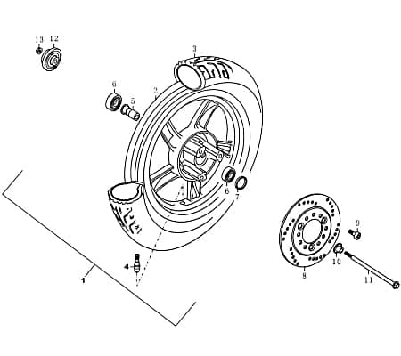Vorderrad komplett FIG43-1 Speedy 125 - QM125T-10A