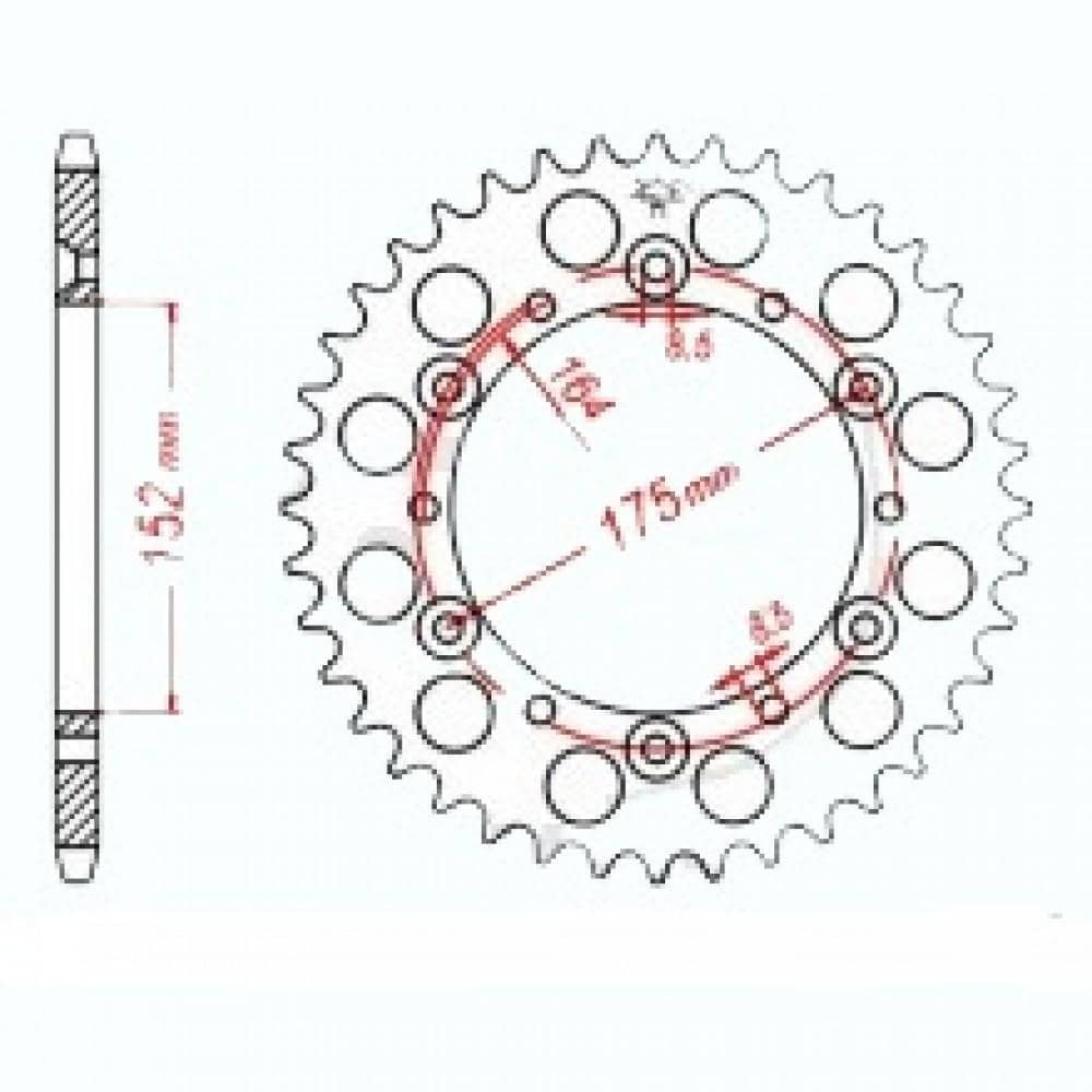 SMC Kettenrad / Antriebsrad 38 Zähne 150-250ccm 7270362 Motorroller.de Ritzel Ketten-Rad Zahn-Rad Antriebs-Rad Scooter Moped Ersatzteil Service