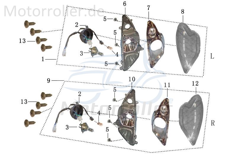 Osram Birne Scheinwerfer Halogen HS1 12V 35/35W 50ccm 4Takt Motorroller.de Sockel PX43t Halogenbirne HalogenLeuchte Hauptscheinwerfer Fahrlicht