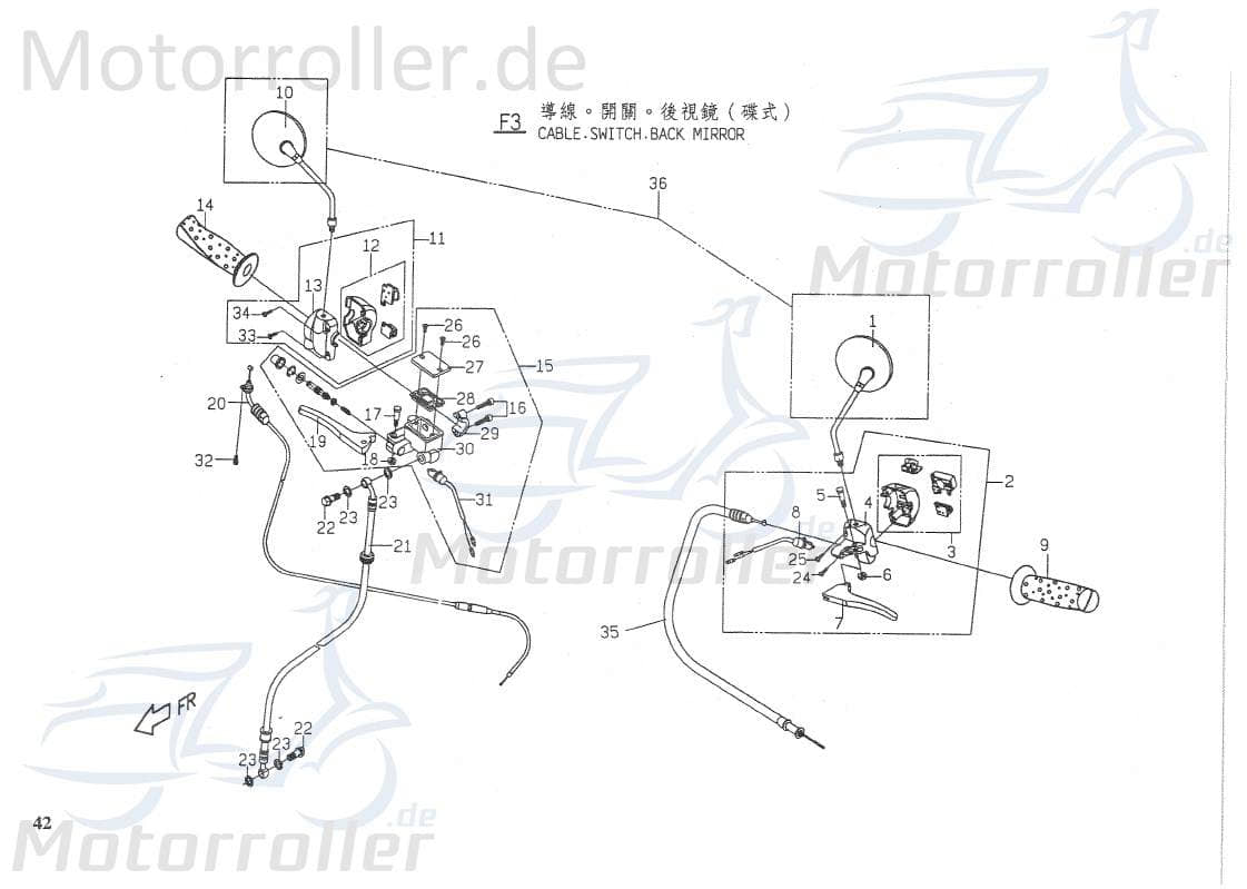 PGO Rodoshow 50 Handbremszylinder vorn Hydraulikpumpe Roller 50ccm 2Takt P5403001000 Motorroller.de Hauptbremszylinder Bremspumpe Hydraulik-Pumpe