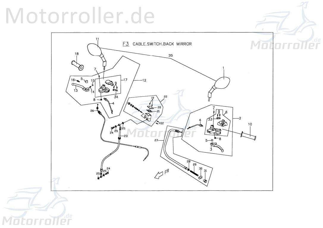 Bundschraube M8x35mm Baotian Maschinenschraube GB-T5787-M8X35 Motorroller.de Flanschschraube Flansch-Schraube Maschinen-Schraube Bund-Schraube Scooter