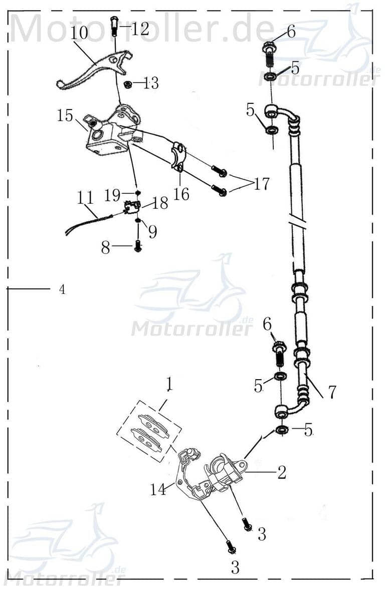 Adly Panther 50 Bremssattel silber vorn links 50ccm 4Takt 70080205 Motorroller.de Bremszange Brems-Zange Brems-Sattel Bremshalterung Bremsblock 139QMB