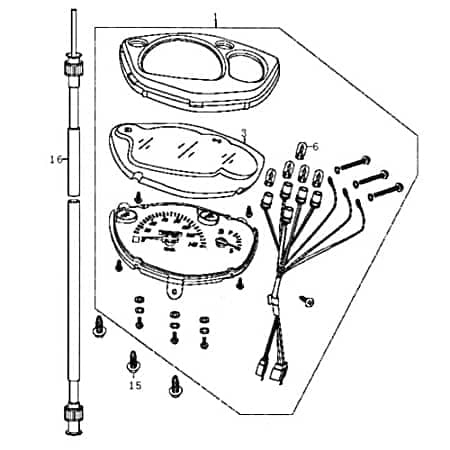 Qingqi SC 125 Tachometer Roller 125ccm 4Takt FIG21A-1 Motorroller.de Geschwindigkeitsmesser Geschwindigkeitsanzeige Speedometer kmh-Anzeige Scooter